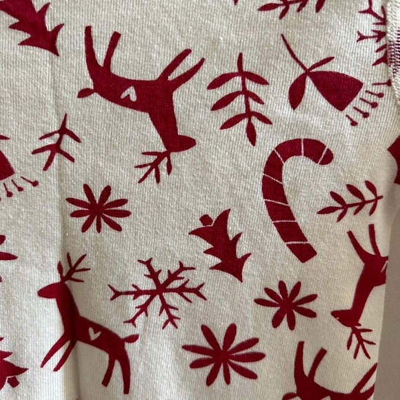 Hanna Andersson pajama long john top cream red reindeer 140 - Picture 2 of 8